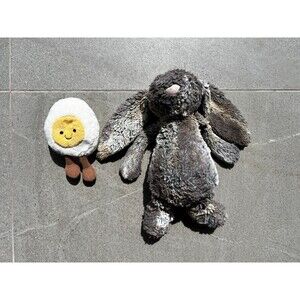 Jellycat 12” Woodland Bashful Bunny Plus Hardboiled Egg Jellycat Bundle